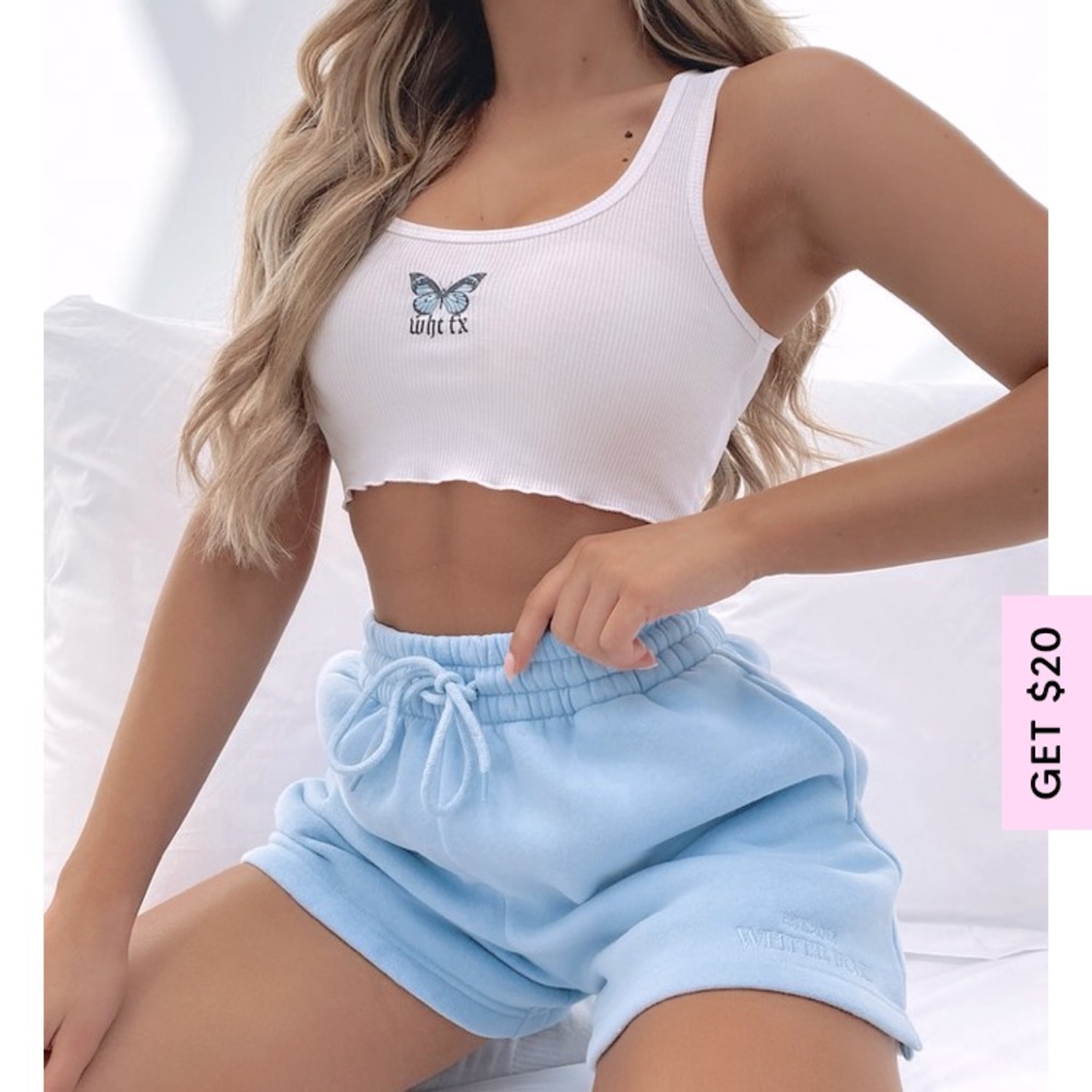 NWT Edge Of Paradise Butterfly Crop Top White Fox